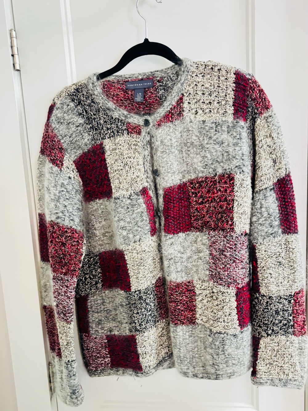 Northern Isles wool Cozy Patchwork Cardigan Sweater - ladies size large